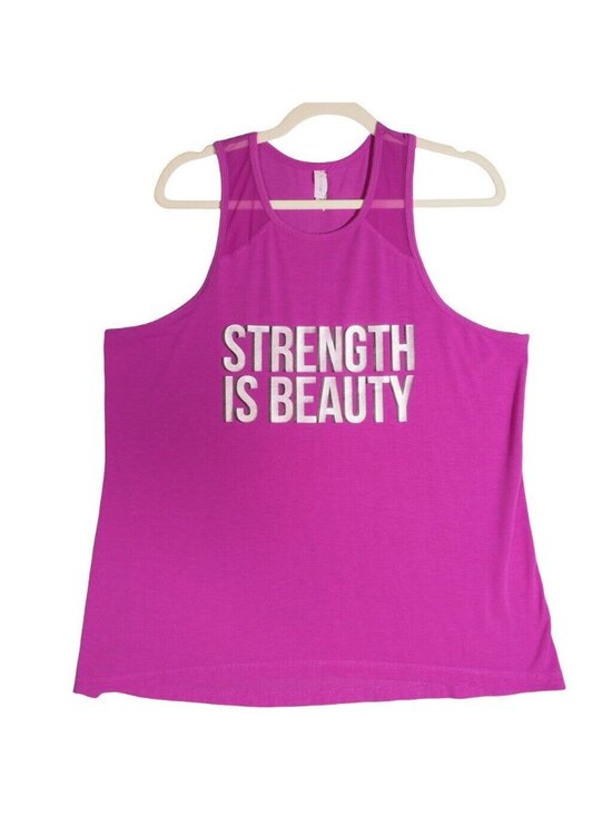 Danskin Now Tops - Ideology Womens Racerback Tank XL Pink Strength is Beauty